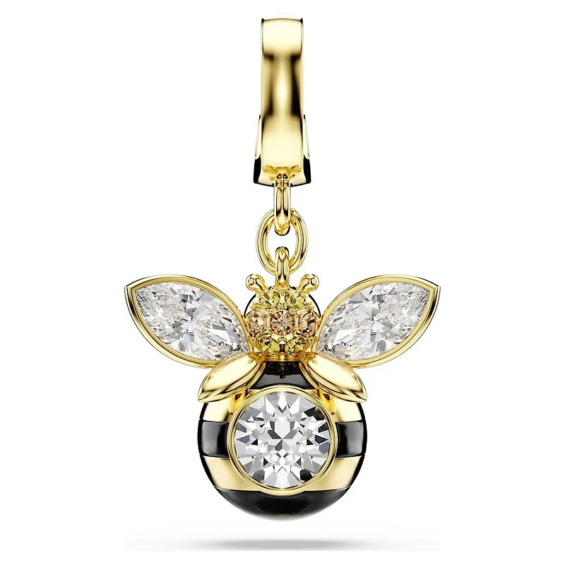 Idyllia charm, Mixed cuts, Bee, Multicoloured, 18K gold finish
