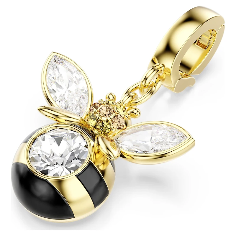 Idyllia charm, Mixed cuts, Bee, Multicoloured, 18K gold finish