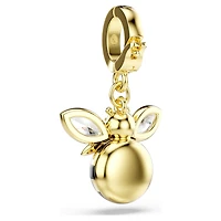 Idyllia charm, Mixed cuts, Bee, Multicoloured, 18K gold finish