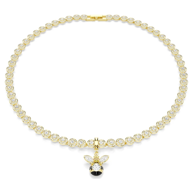 Idyllia charm, Mixed cuts, Bee, Multicoloured, 18K gold finish