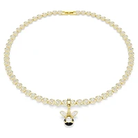 Idyllia charm, Mixed cuts, Bee, Multicoloured, 18K gold finish