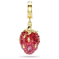 Idyllia charm, Mixed cuts, Strawberry, Red, 18K gold finish