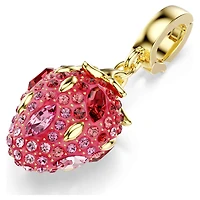 Idyllia charm, Mixed cuts, Strawberry, Red, 18K gold finish