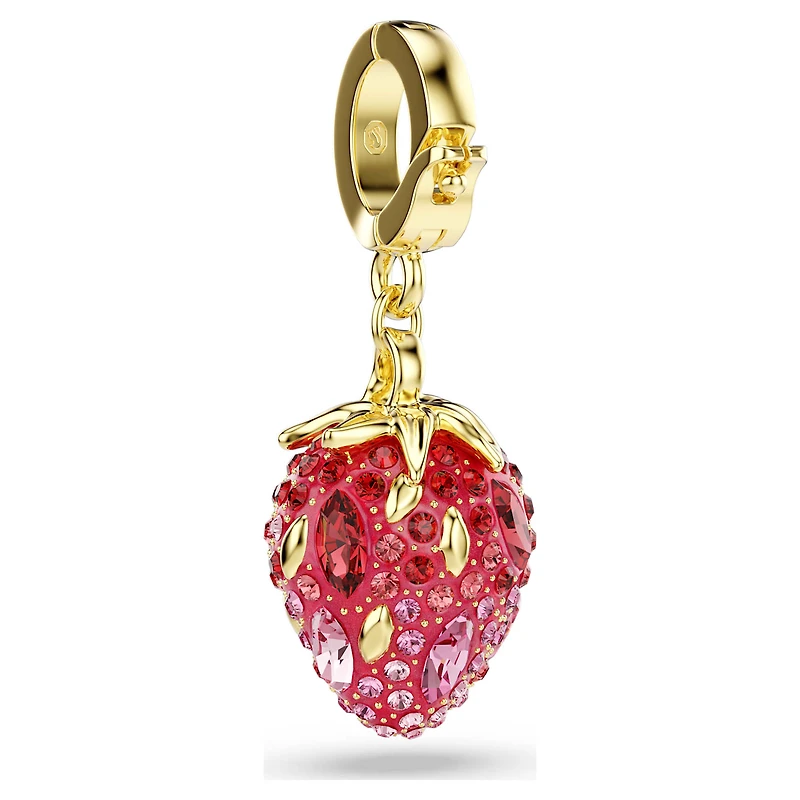 Idyllia charm, Mixed cuts, Strawberry, Red, 18K gold finish