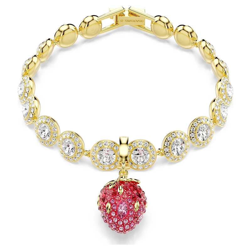 Idyllia charm, Mixed cuts, Strawberry, Red, 18K gold finish