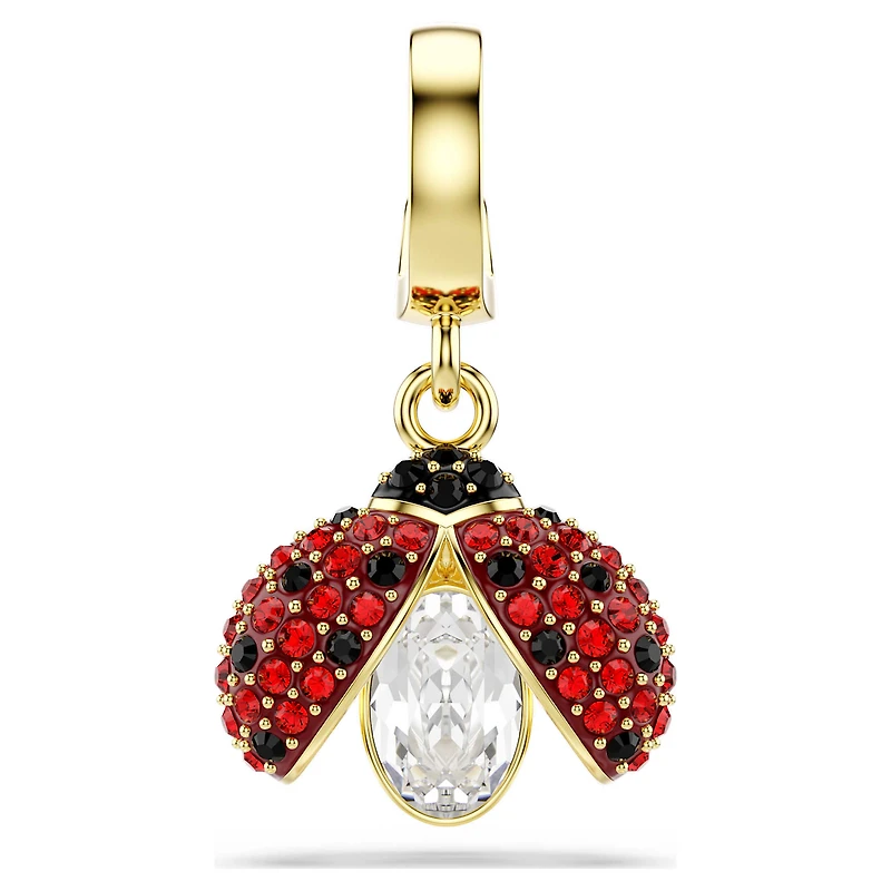 Idyllia charm, Mixed cuts, Ladybug, Red, 18K gold finish