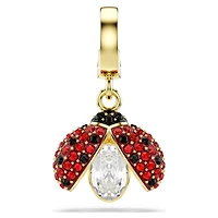 Idyllia charm, Mixed cuts, Ladybug, Red, 18K gold finish