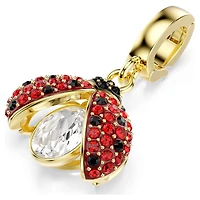 Idyllia charm, Mixed cuts, Ladybug, Red, 18K gold finish