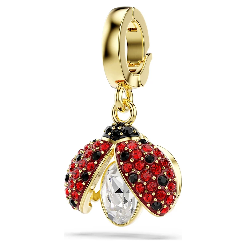 Idyllia charm, Mixed cuts, Ladybug, Red, Gold-tone plated by SWAROVSKI