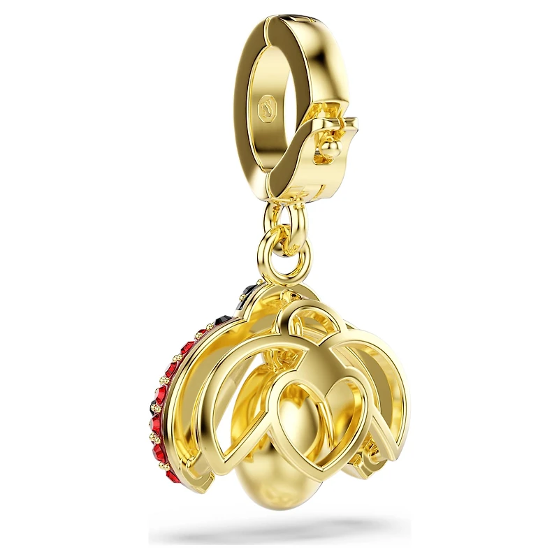 Idyllia charm, Mixed cuts, Ladybird, Red, 18K gold finish