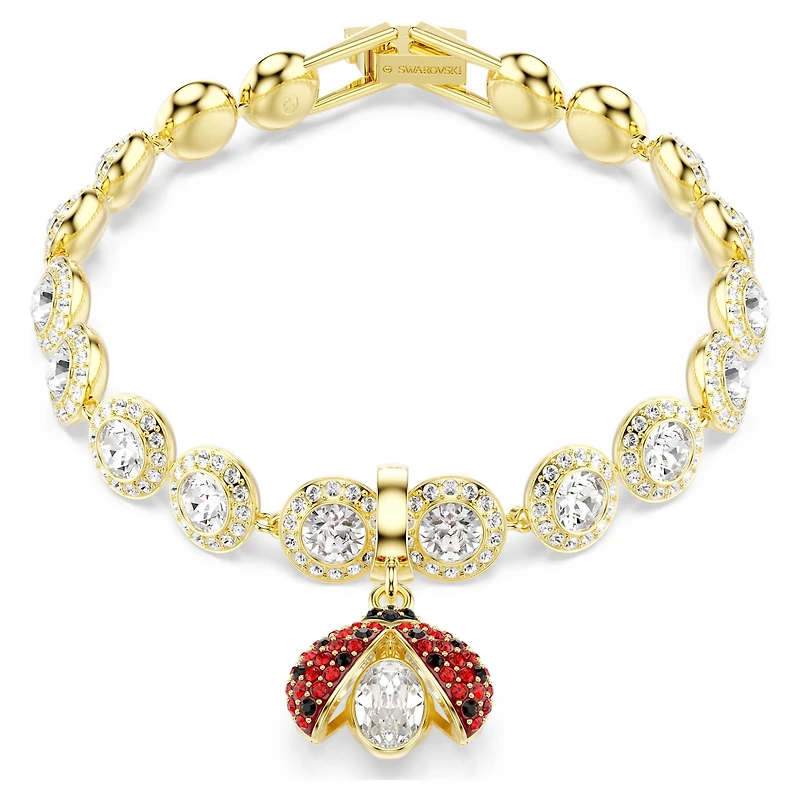 Idyllia charm, Mixed cuts, Ladybird, Red, 18K gold finish