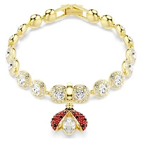 Idyllia charm, Mixed cuts, Ladybird, Red, 18K gold finish