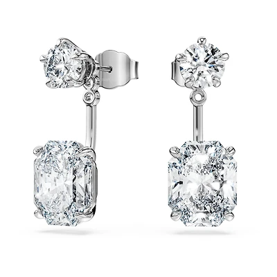 Octagon earring jackets, Lab-grown diamonds 9.65 ct tw, Mixed shapes, 18K white gold