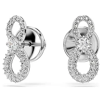 Hyperbola stud earrings, Round cut, Pavé, Infinity, White, Rhodium plated by SWAROVSKI