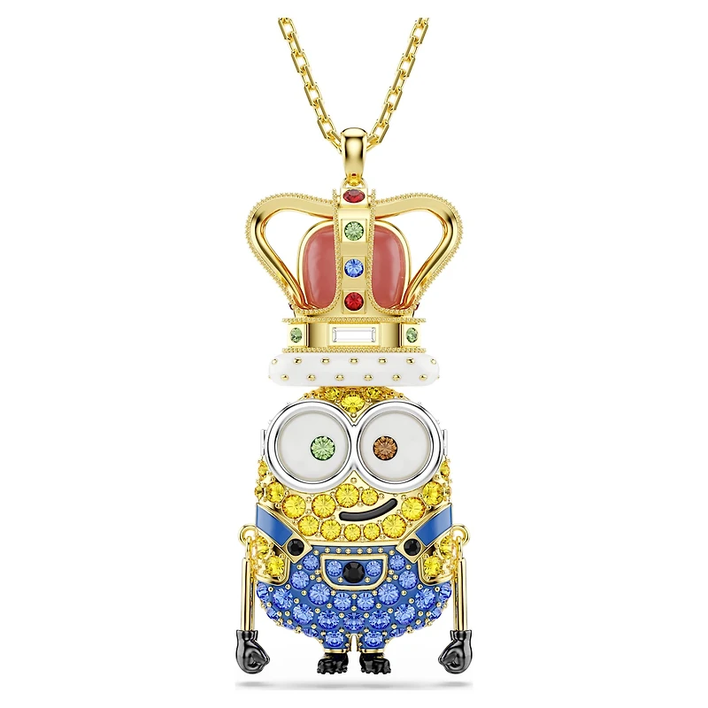 Minions King Bob pendant, Pavé, Multicoloured, 18K gold finish
