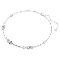 Idyllia necklace, Heart with arrow, White, Rhodium plated by SWAROVSKI