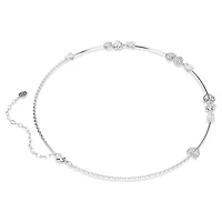 Idyllia necklace, Heart with arrow, White, Rhodium plated by SWAROVSKI