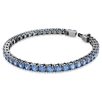 Matrix Tennis bracelet, Round cut, Blue, Ruthenium plated by SWAROVSKI