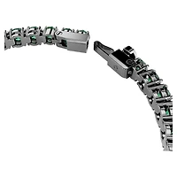 Matrix Tennis bracelet, Round cut, Green, Ruthenium plated by SWAROVSKI