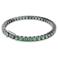 Matrix Tennis bracelet, Round cut, Green, Ruthenium plated by SWAROVSKI