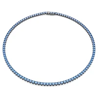 Matrix Tennis necklace, Round cut, Blue, Ruthenium plated by SWAROVSKI