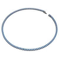 Matrix Tennis necklace, Round cut, Blue, Ruthenium plated by SWAROVSKI
