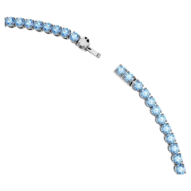 Matrix Tennis necklace, Round cut, Blue, Ruthenium plated by SWAROVSKI