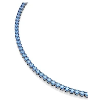 Matrix Tennis necklace, Round cut, Blue, Ruthenium plated by SWAROVSKI