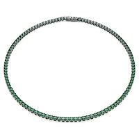 Matrix Tennis necklace, Round cut, Green, Ruthenium plated by SWAROVSKI