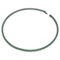 Matrix Tennis necklace, Round cut, Green, Ruthenium plated by SWAROVSKI