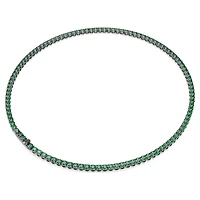 Matrix Tennis necklace, Round cut, Green, Ruthenium plated by SWAROVSKI