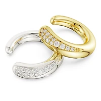 Swarovski Classica ear cuffs, Round cut, White, Sterling silver, 18K gold finish