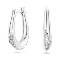 Swarovski Classica hoop earrings, Round cut, Small, White, Sterling silver