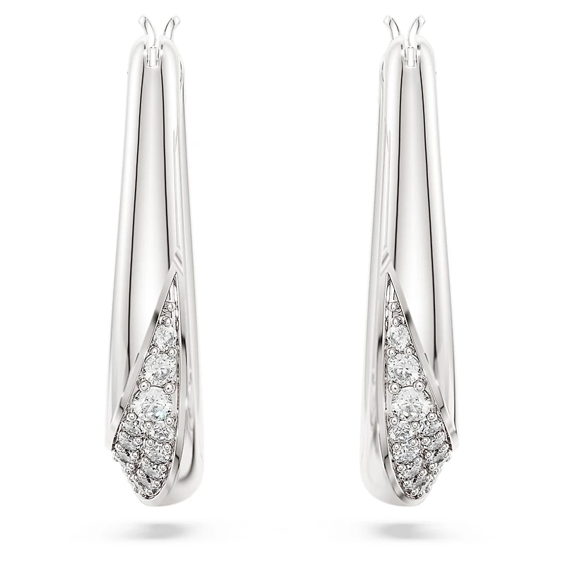 Swarovski Classica hoop earrings, Round cut, Small, White, Sterling silver