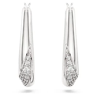 Swarovski Classica hoop earrings, Round cut, Small, White, Sterling silver
