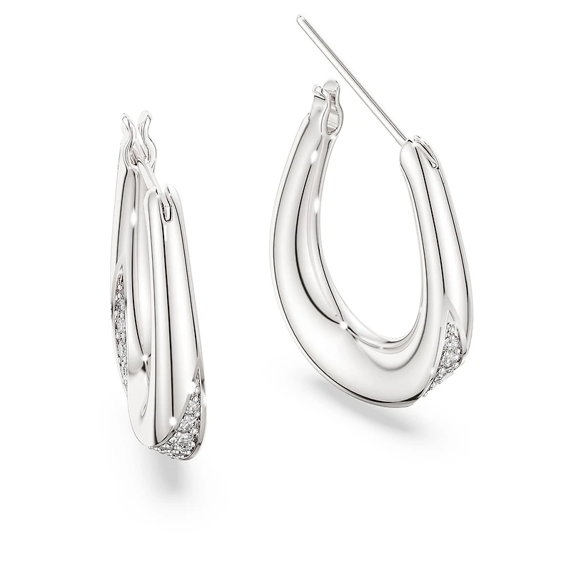 Swarovski Classica hoop earrings, Round cut, Small, White, Sterling silver