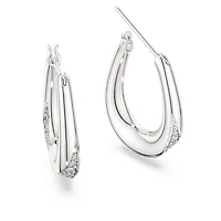 Swarovski Classica hoop earrings, Round cut, Small, White, Sterling silver