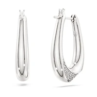 Swarovski Classica hoop earrings, Round cut, Small, White, Sterling silver
