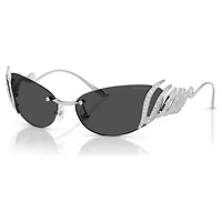 Sunglasses, Cat-Eye shape, Swan, Silver Tone by SWAROVSKI
