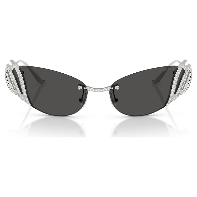 Sunglasses, Cat-eye shape, Swan, Silver tone by SWAROVSKI