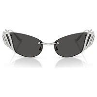 Sunglasses, Cat-eye shape, Swan, Silver tone by SWAROVSKI