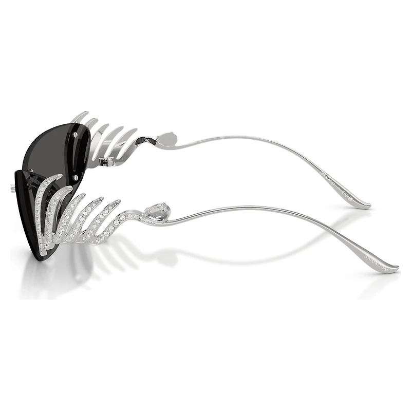 Sunglasses, Cat-eye shape, Swan, Silver tone by SWAROVSKI
