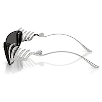 Sunglasses, Cat-eye shape, Swan, Silver tone by SWAROVSKI
