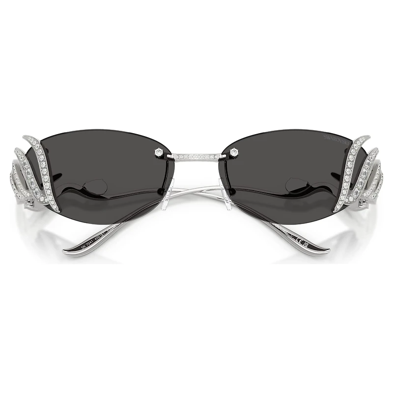 Sunglasses, Cat-Eye shape, Swan, Silver Tone by SWAROVSKI
