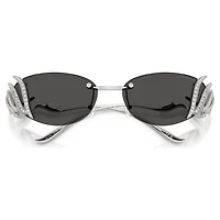 Sunglasses, Cat-Eye shape, Swan, Silver Tone by SWAROVSKI
