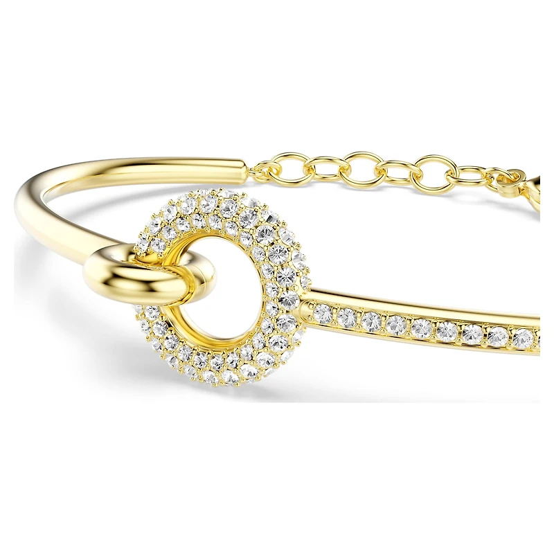 Dextera bangle, Round cut, White, 18K gold finish