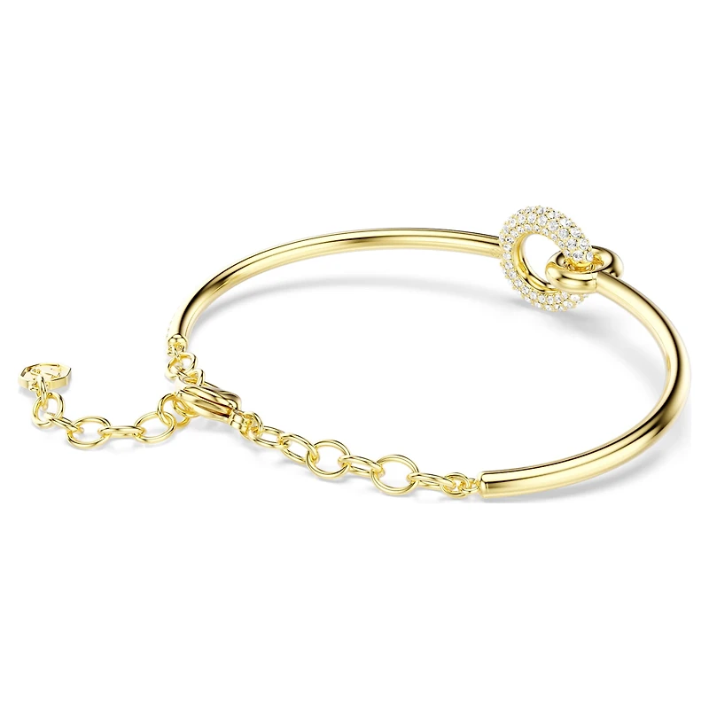 Dextera bangle, Round cut, White, 18K gold finish