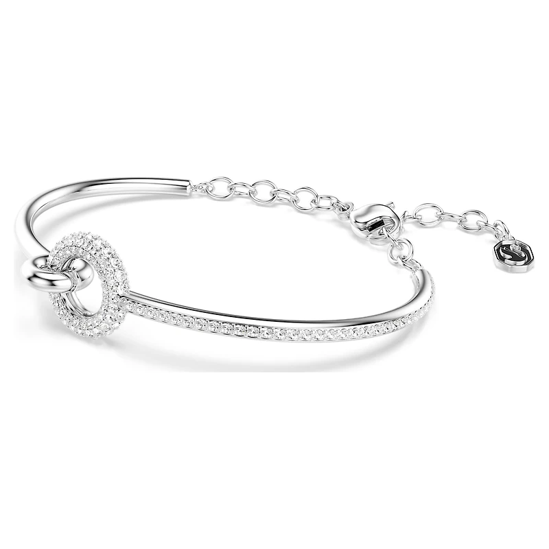Dextera bangle, Round cut, White, Rhodium plated by SWAROVSKI