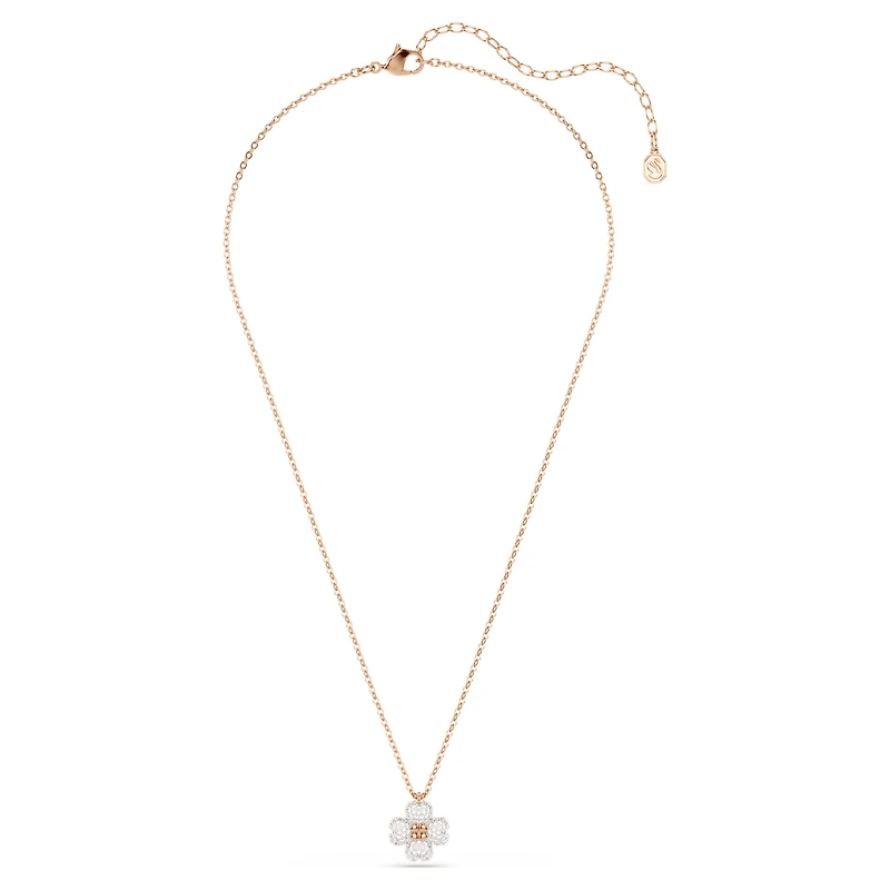Latisha pendant, Pavé, Clover, Multicoloured, 18K rose gold finish