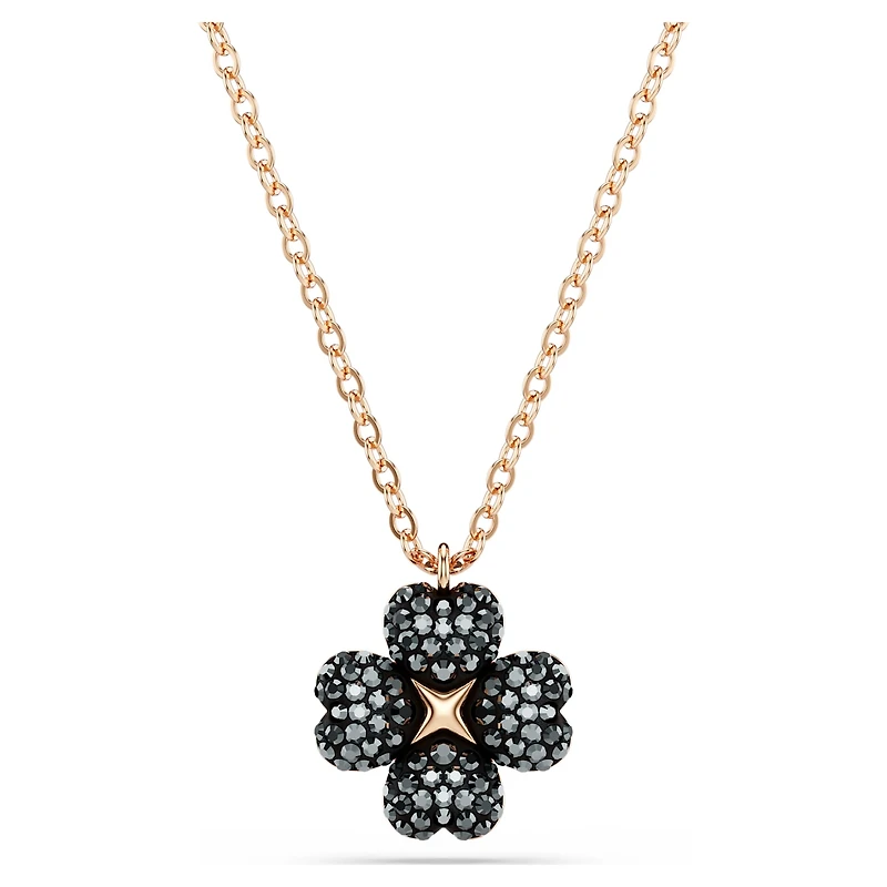 Latisha pendant, Pavé, Clover, Multicoloured, 18K rose gold finish